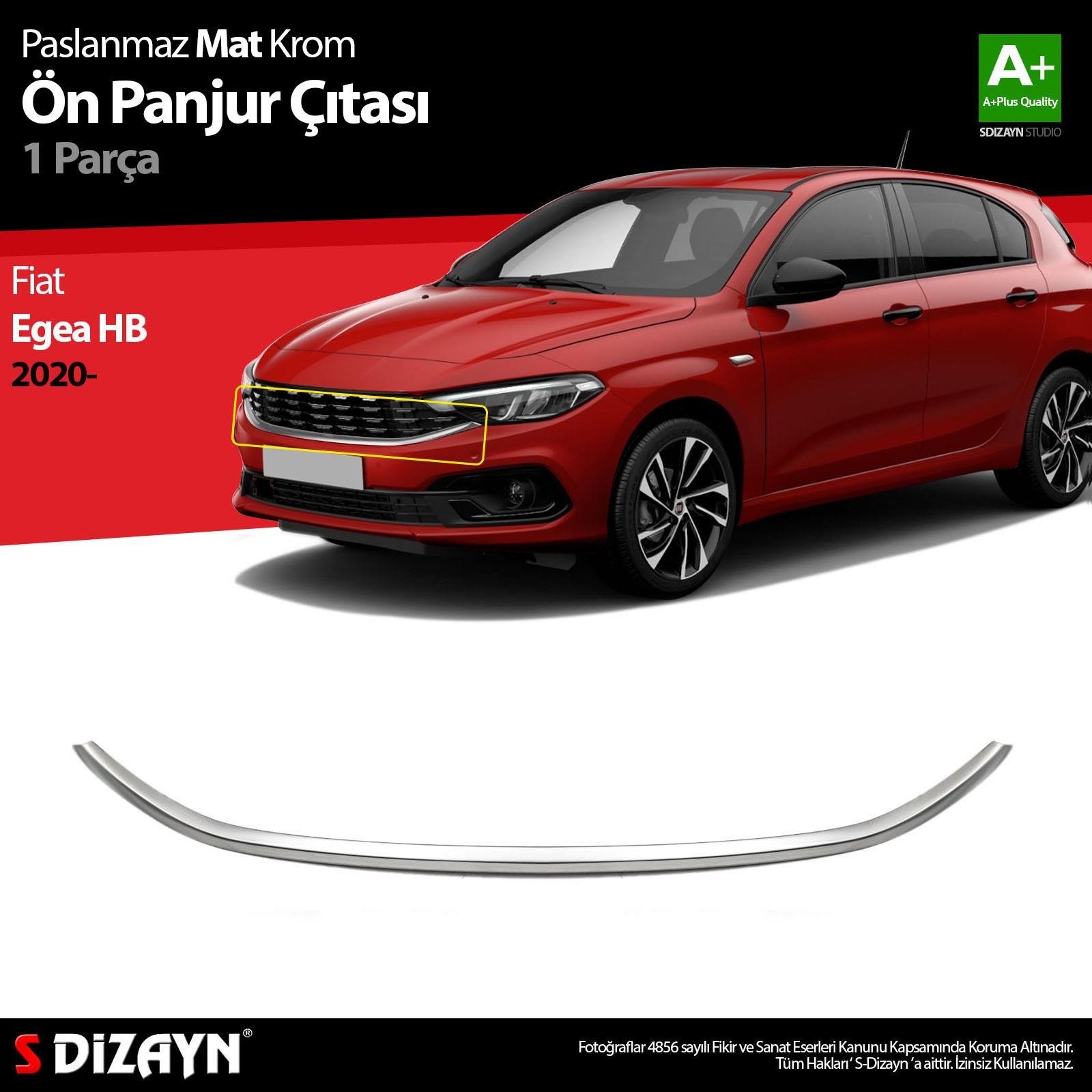 S-Dizayn Fiat Egea HB Krom Ön Panjur Çıtası 2020 Üzeri (Mat Krom) A+ Kalite