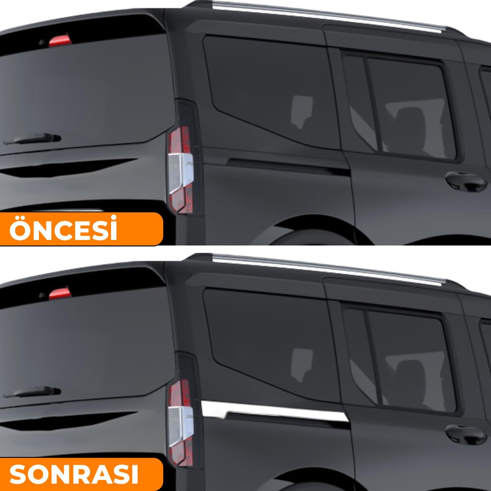 S-Dizayn Ford Courier Krom Sürgülü Kapı Çıtası 2 Prç. 2023 Üzeri A+ Kalite