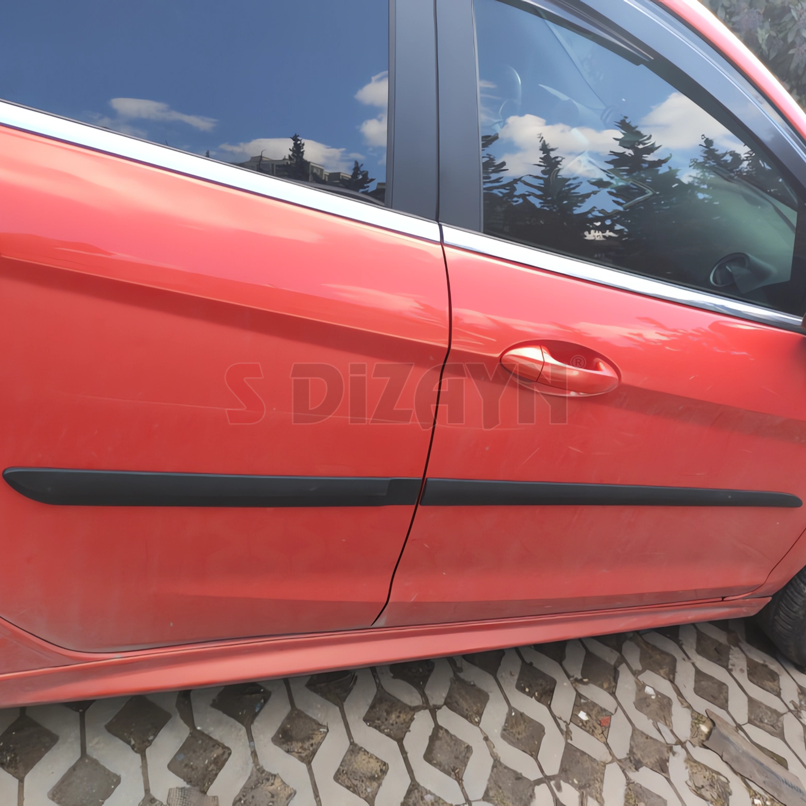 S-Dizayn Ford Fiesta ABS Plastik Yan Kapı Koruma Çıtası 2009-2017 A+ Kalite