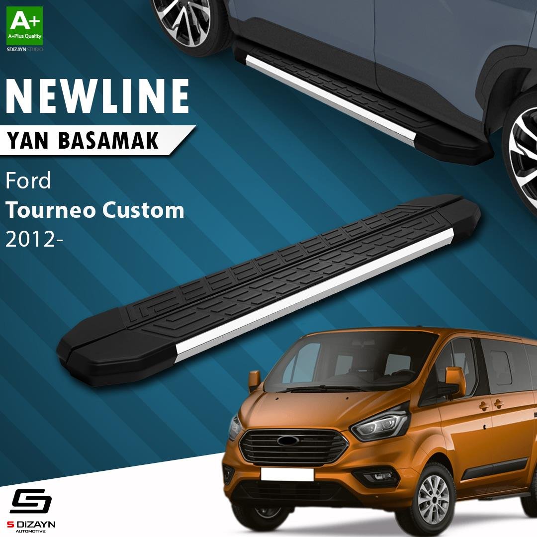 S-Dizayn Ford Tourneo Custom Kısa Şase NewLine Krom Yan Basamak 203 Cm 2012-2023 A+ Kalite