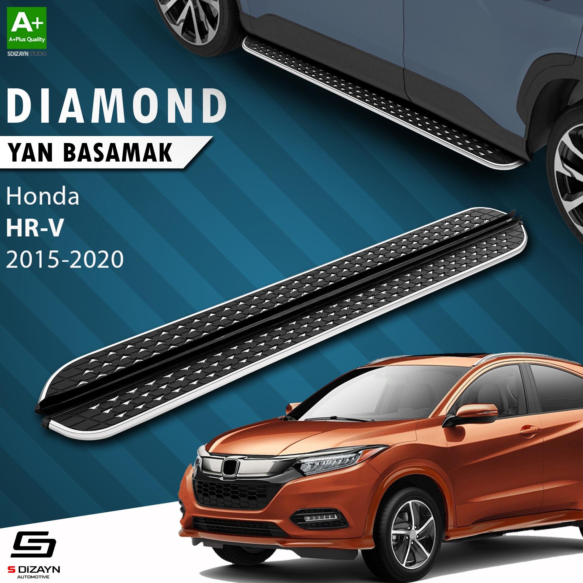 S-Dizayn Honda HR-V 2 Diamond Krom Yan Basamak 173 Cm 2015-2020 A+ Kalite
