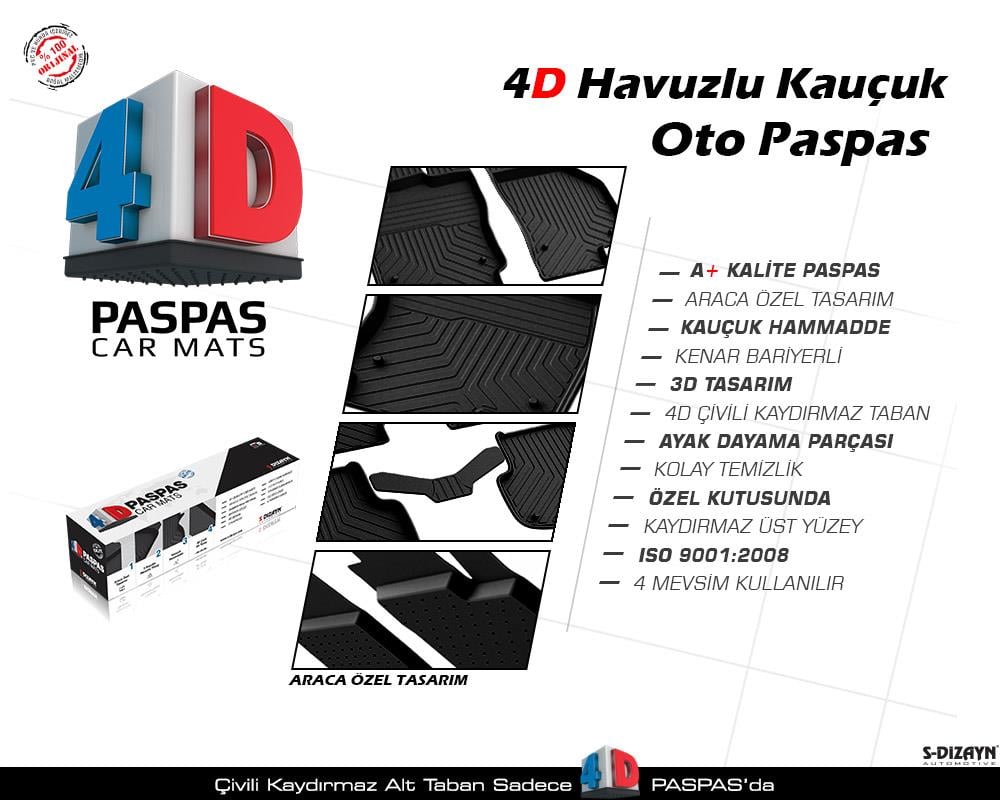 S-Dizayn Hyundai Bayon 4D Havuzlu Paspas 2021-2024 A+Kalite