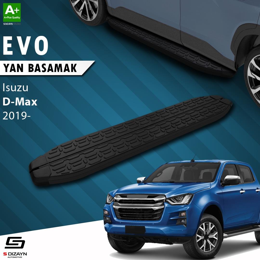 S-Dizayn Isuzu D-Max 3 Evo Siyah Yan Basamak 203 Cm 2019 Üzeri A+ Kalite