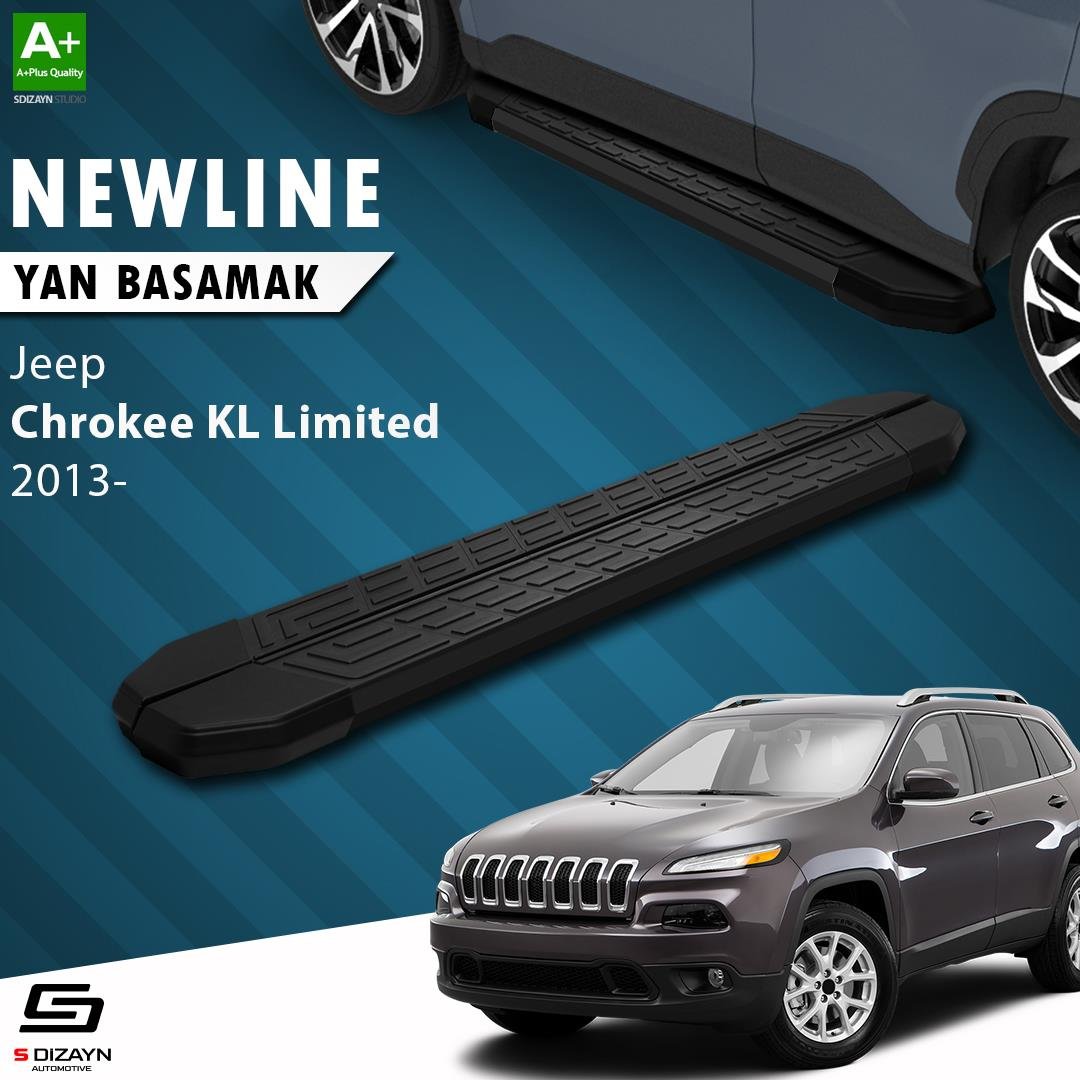 S-Dizayn Jeep Cherokee KL NewLine Siyah Yan Basamak 173 Cm 2013-2023 A+ Kalite