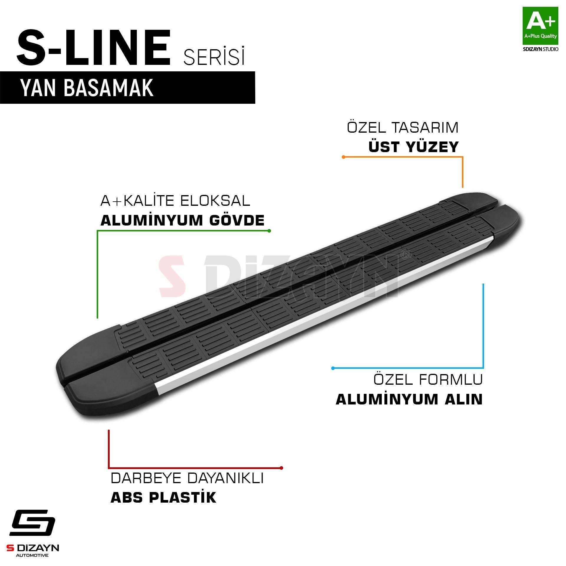 S-Dizayn Jeep Commander S-Line Aluminyum Yan Basamak 173 Cm 2006-2010 A+ Kalite