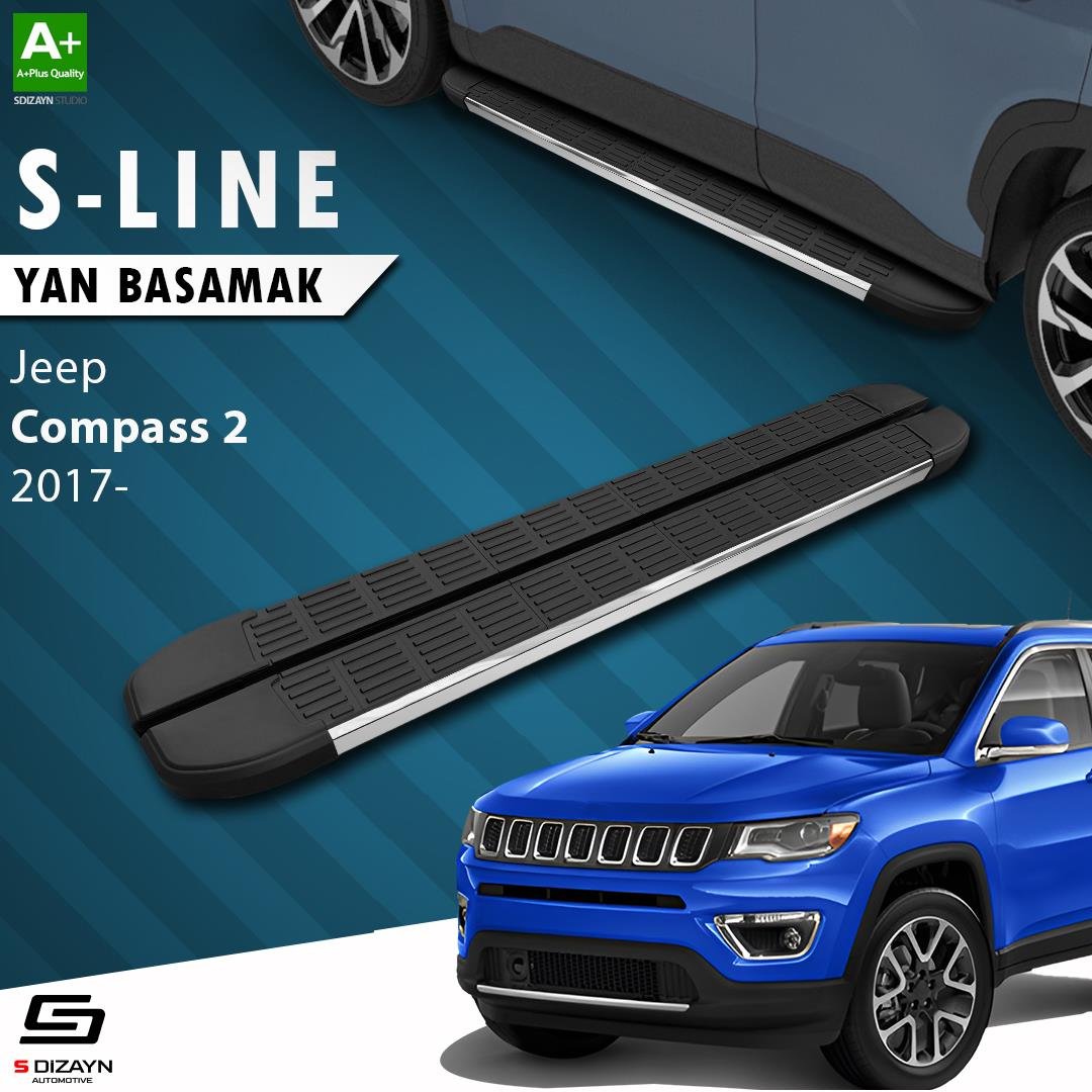 S-Dizayn Jeep Compass 2 S-Line Krom Yan Basamak 173 Cm 2017 Üzeri A+ Kalite