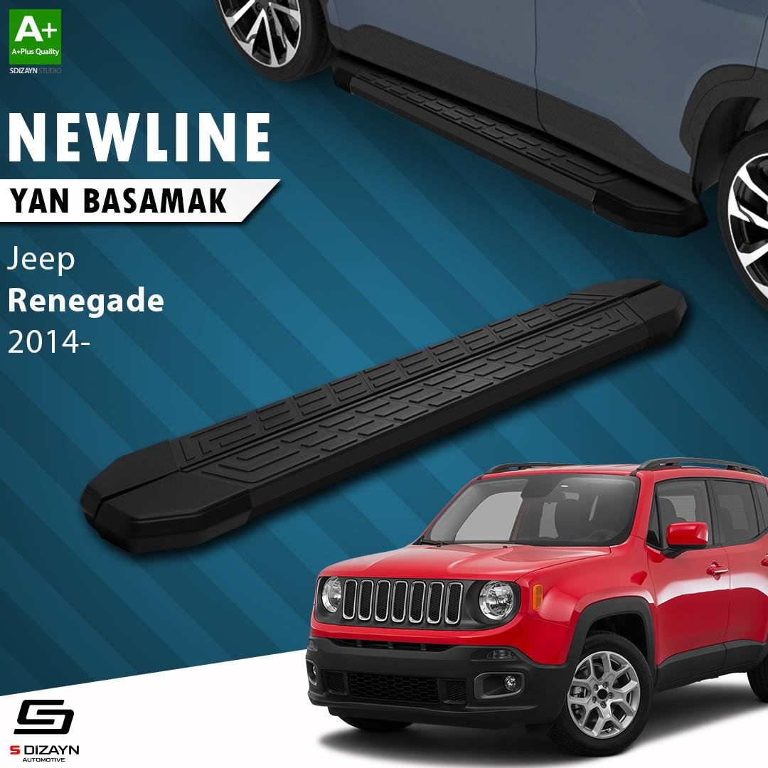 S-Dizayn Jeep Renegade NewLine Siyah Yan Basamak 173 Cm 2014 Üzeri A+ Kalite