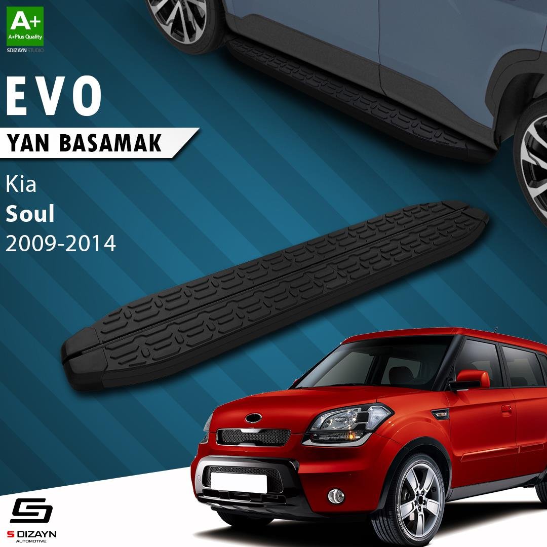 S-Dizayn Kia Soul Evo Siyah Yan Basamak 173 Cm 2009-2014 A+ Kalite