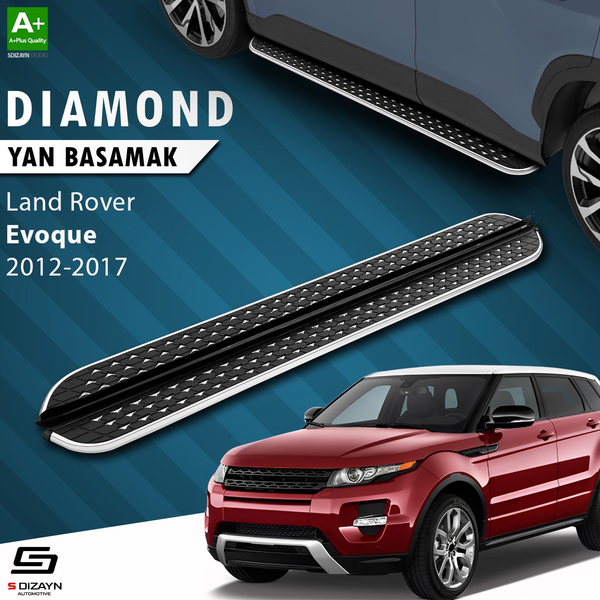 S-Dizayn Land Rover Range Rover Evoque Diamond Krom Yan Basamak 173 Cm 2012-2017 A+ Kalite