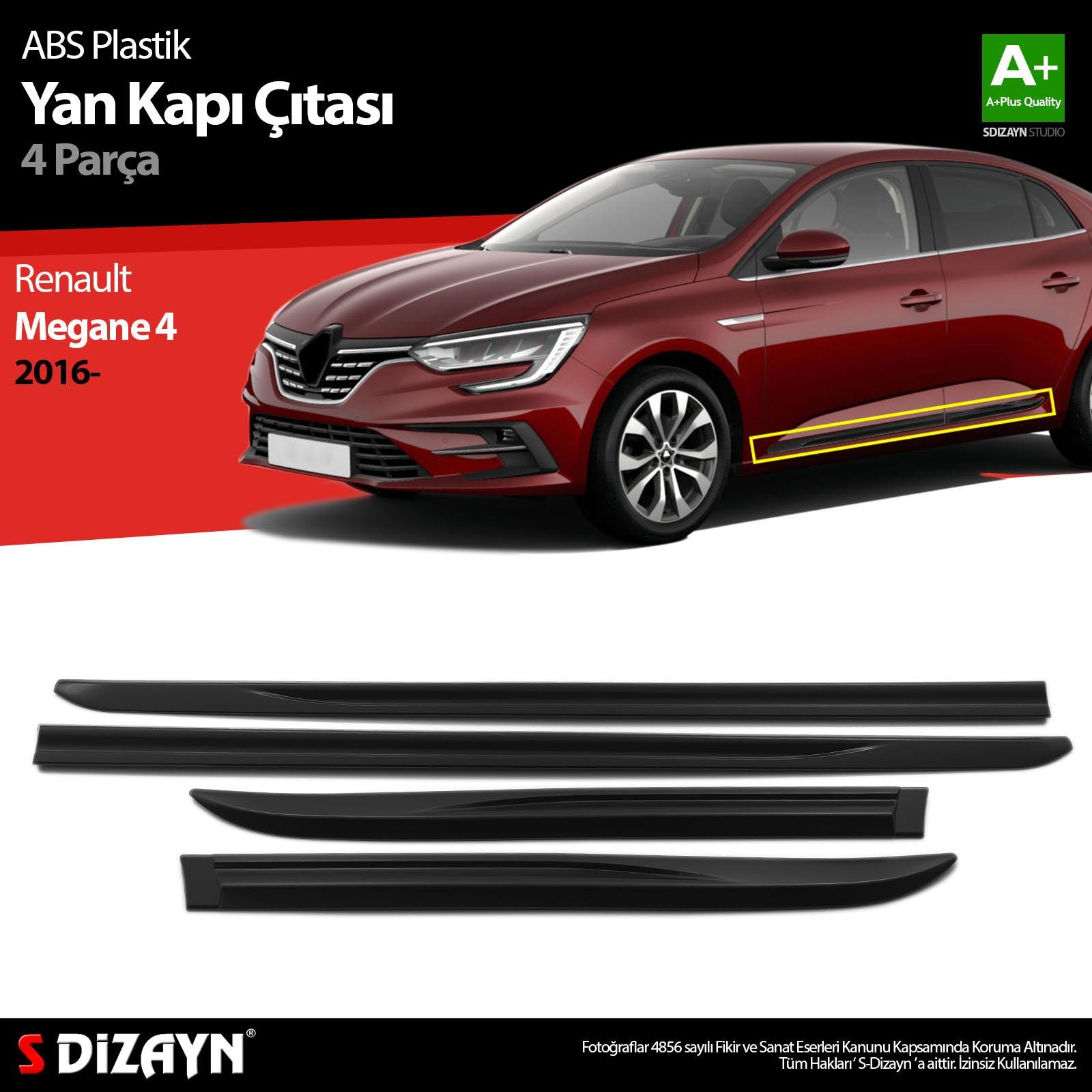 S-Dizayn Megane 4 Yan Kapı Çıtası Plastik OEM Still 2016 Üzeri