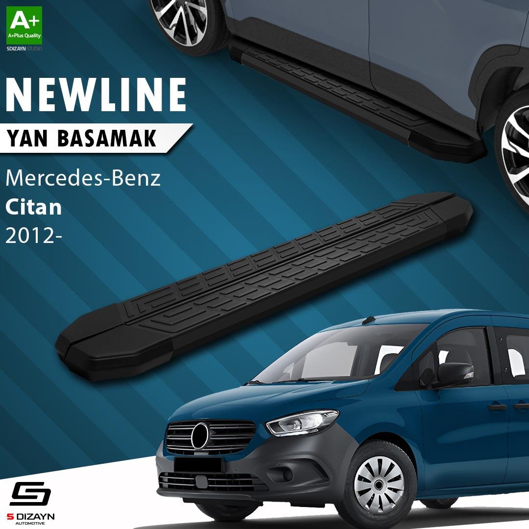 S-Dizayn Mercedes Citan Uzun Şase NewLine Siyah Yan Basamak 223 Cm 2012-2021 A+ Kalite