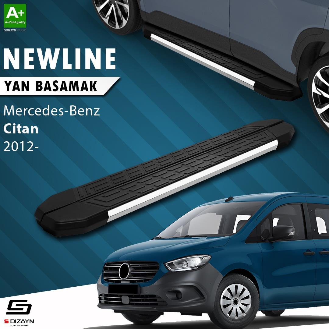 S-Dizayn Mercedes Citan Uzun Şase NewLine Krom Yan Basamak 223 Cm 2012-2021 A+ Kalite