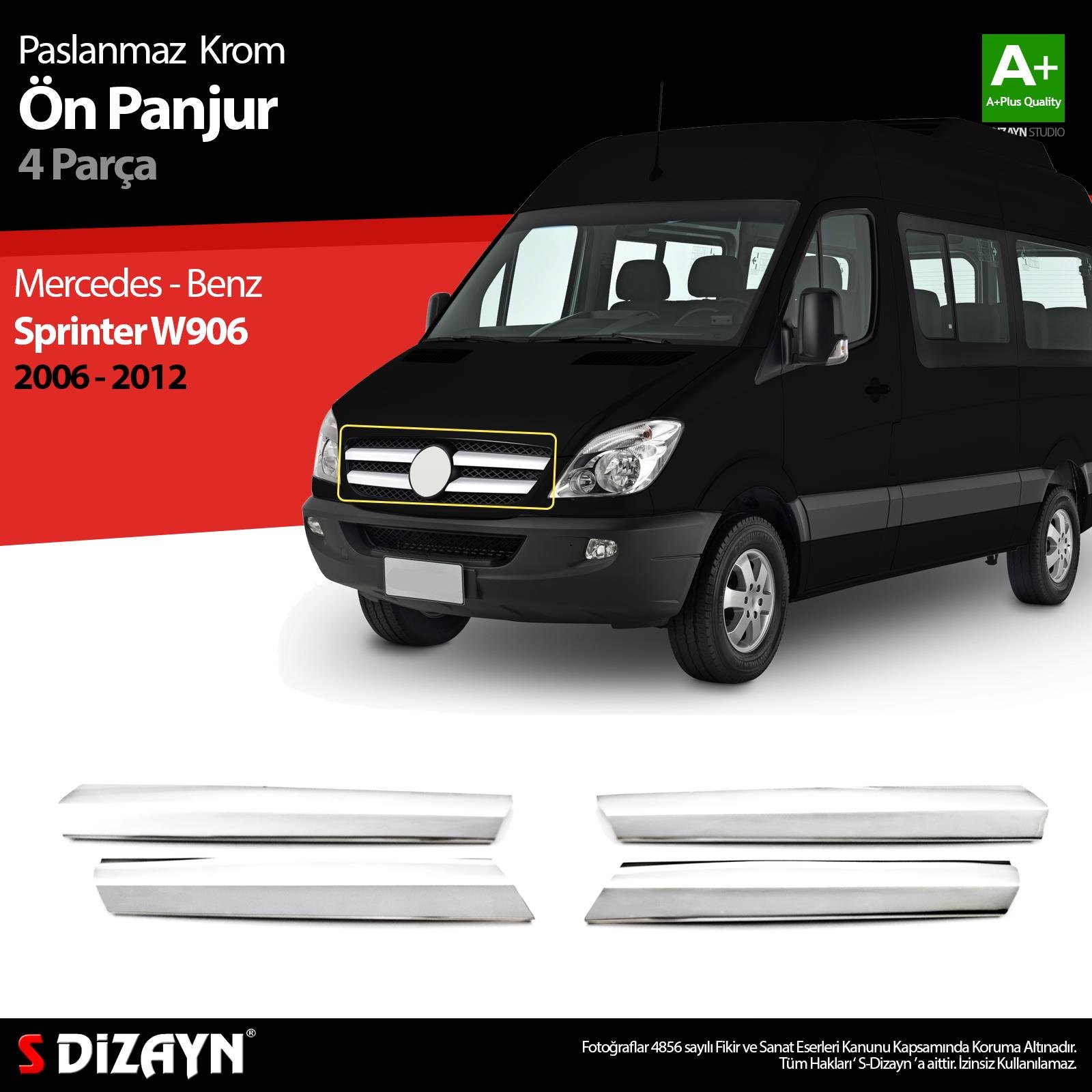 S-Dizayn Mercedes Sprinter W906 Krom Ön Panjur 4 Prç 2006-2012