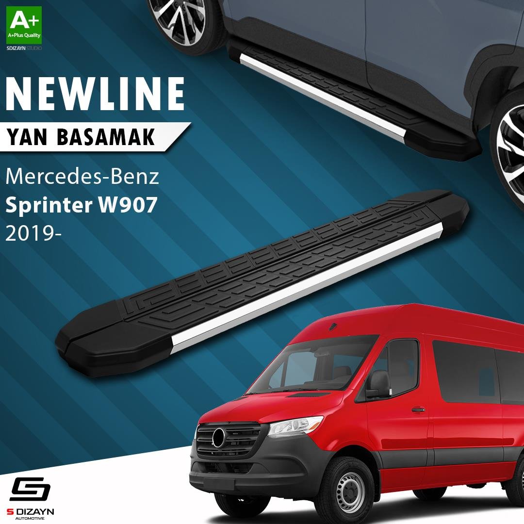 S-Dizayn Mercedes Sprinter W907 Orta Şase NewLine Krom Yan Basamak 273 cm 2019 Üzeri A+ Kalite