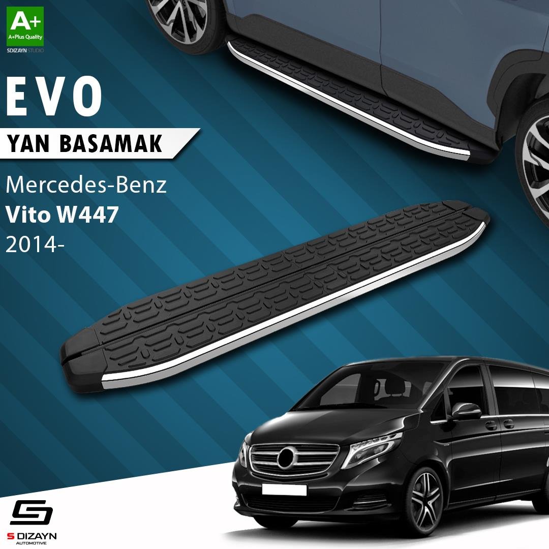 S-Dizayn Mercedes Vito W447 Uzun Şase Evo Krom Yan Basamak 253 Cm 2014 Üzeri A+ Kalite