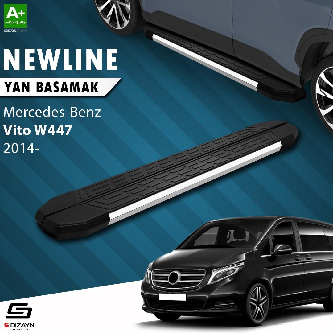 S-Dizayn Mercedes Vito W447 Uzun Şase NewLine Krom Yan Basamak 253 Cm 2014 Üzeri A+ Kalite