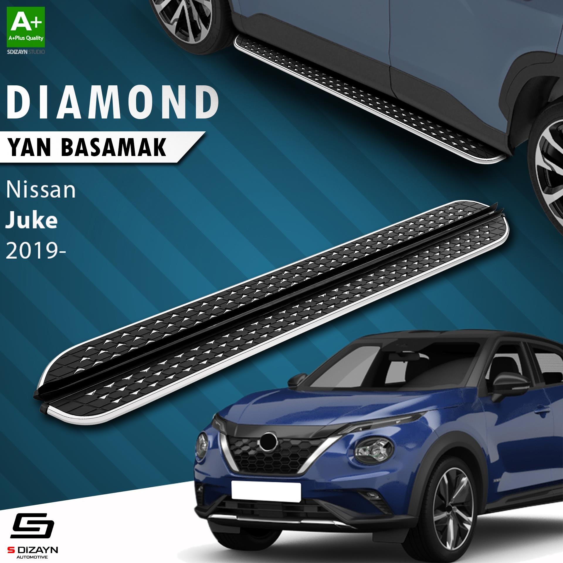 S-Dizayn Nissan Juke 2 Diamond Krom Yan Basamak 173 Cm 2019 Üzeri A+ Kalite