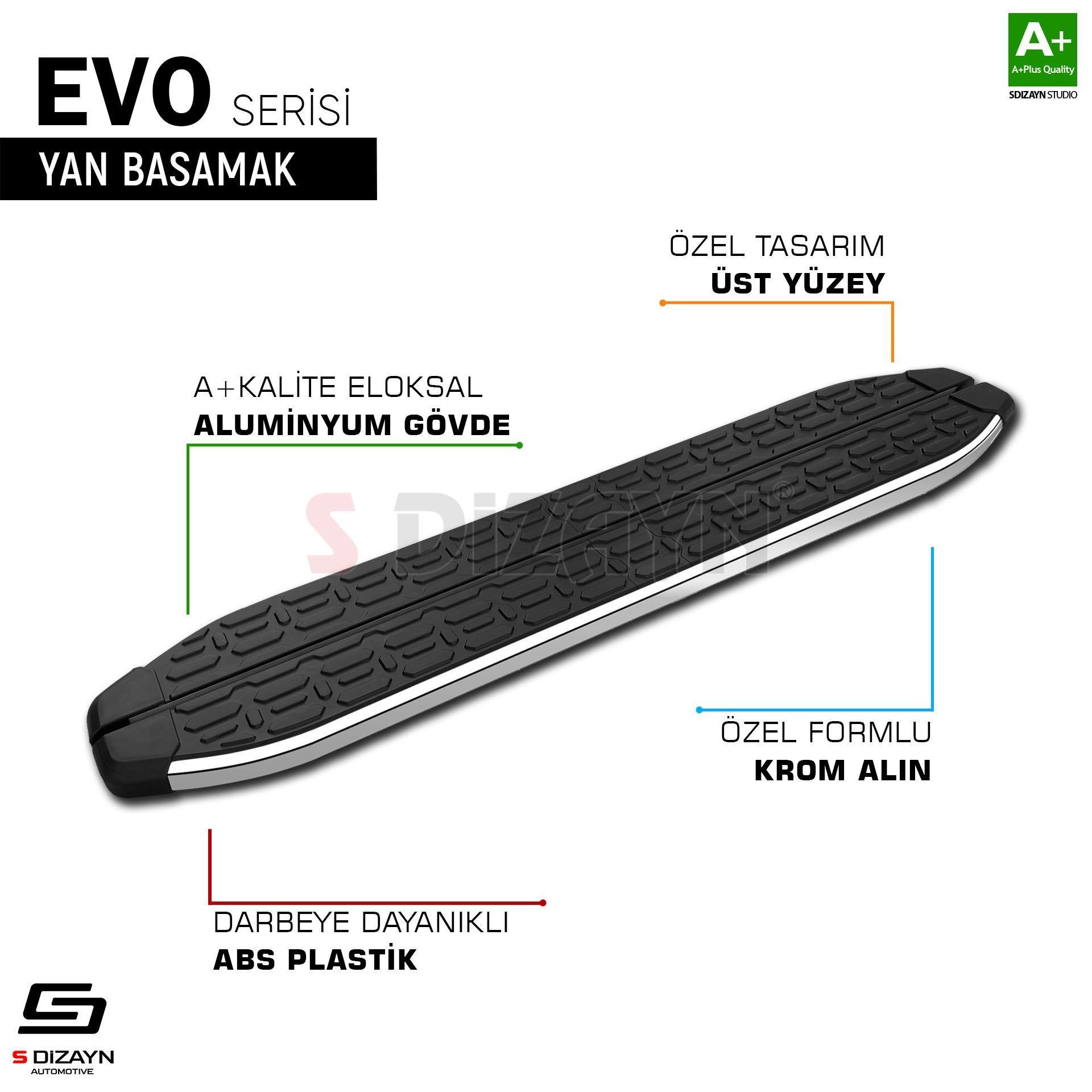 S-Dizayn Nissan Qashqai 3 Evo Krom Yan Basamak 173 Cm 2021 Üzeri A+ Kalite