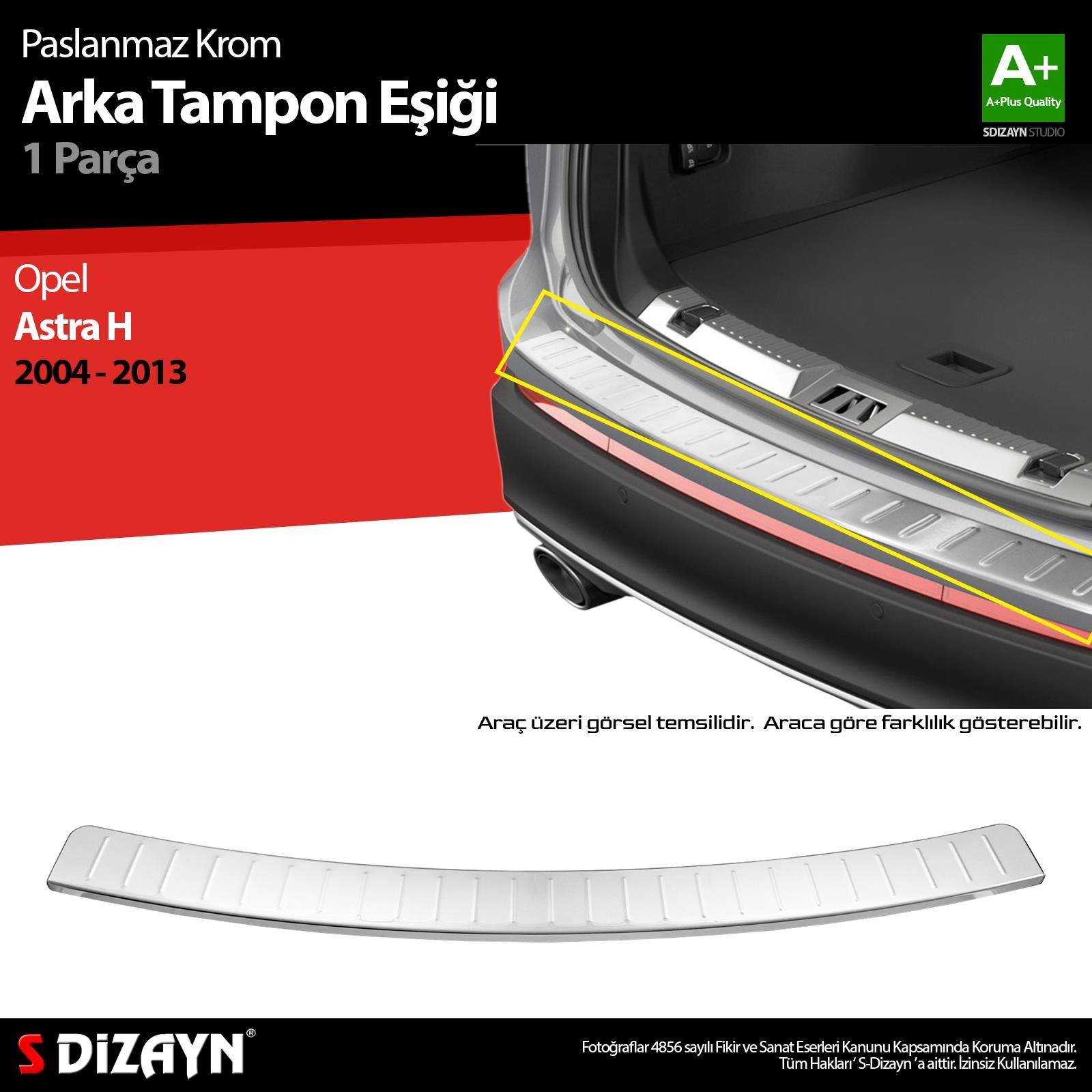 S-Dizayn Opel Astra H Station Wagon Krom Arka Tampon Eşiği 2004-2013