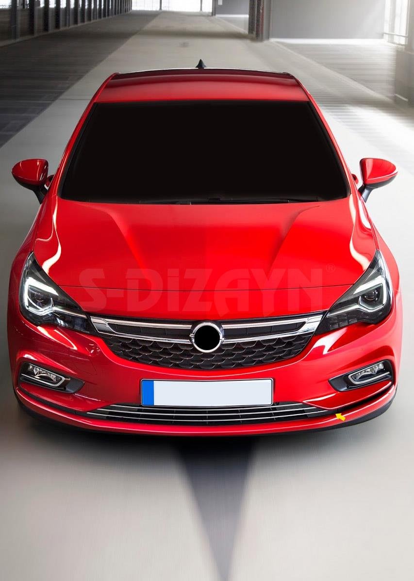 S-Dizayn Opel Astra K HB Krom Ön Tampon Alt Çıtası 3 Prç 2015-2022 (Sensörsüz)