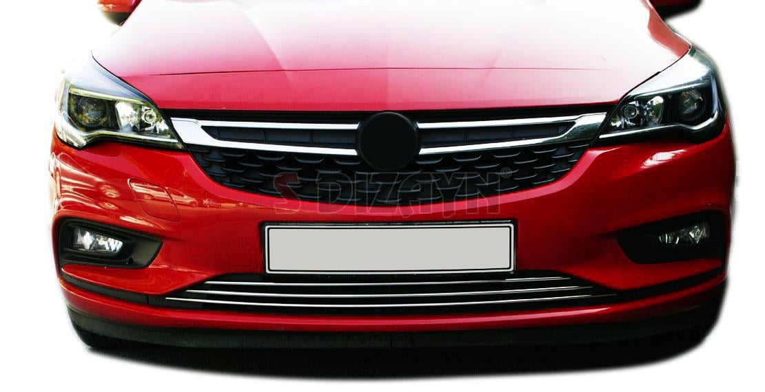 S-Dizayn Opel Astra K HB Krom Ön Tampon Alt Çıtası 3 Prç 2015-2022 (Sensörsüz)