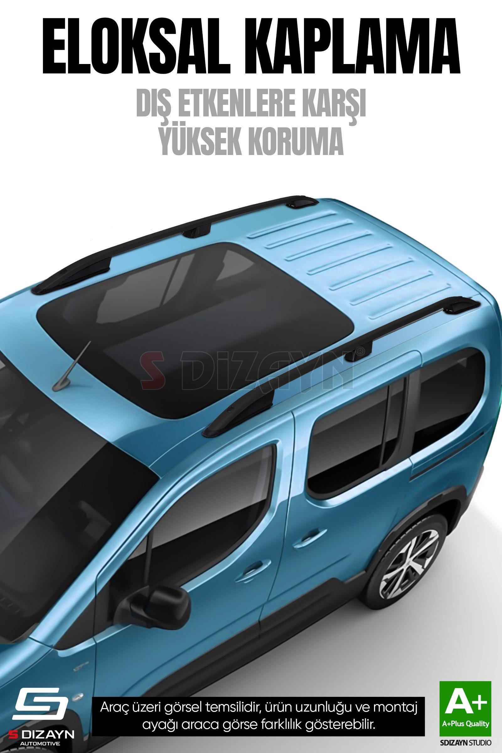 S-Dizayn Opel Combo E Kısa Şase Aluminyum Siyah Tavan Çıtası 2019 Üzeri A+ Kalite