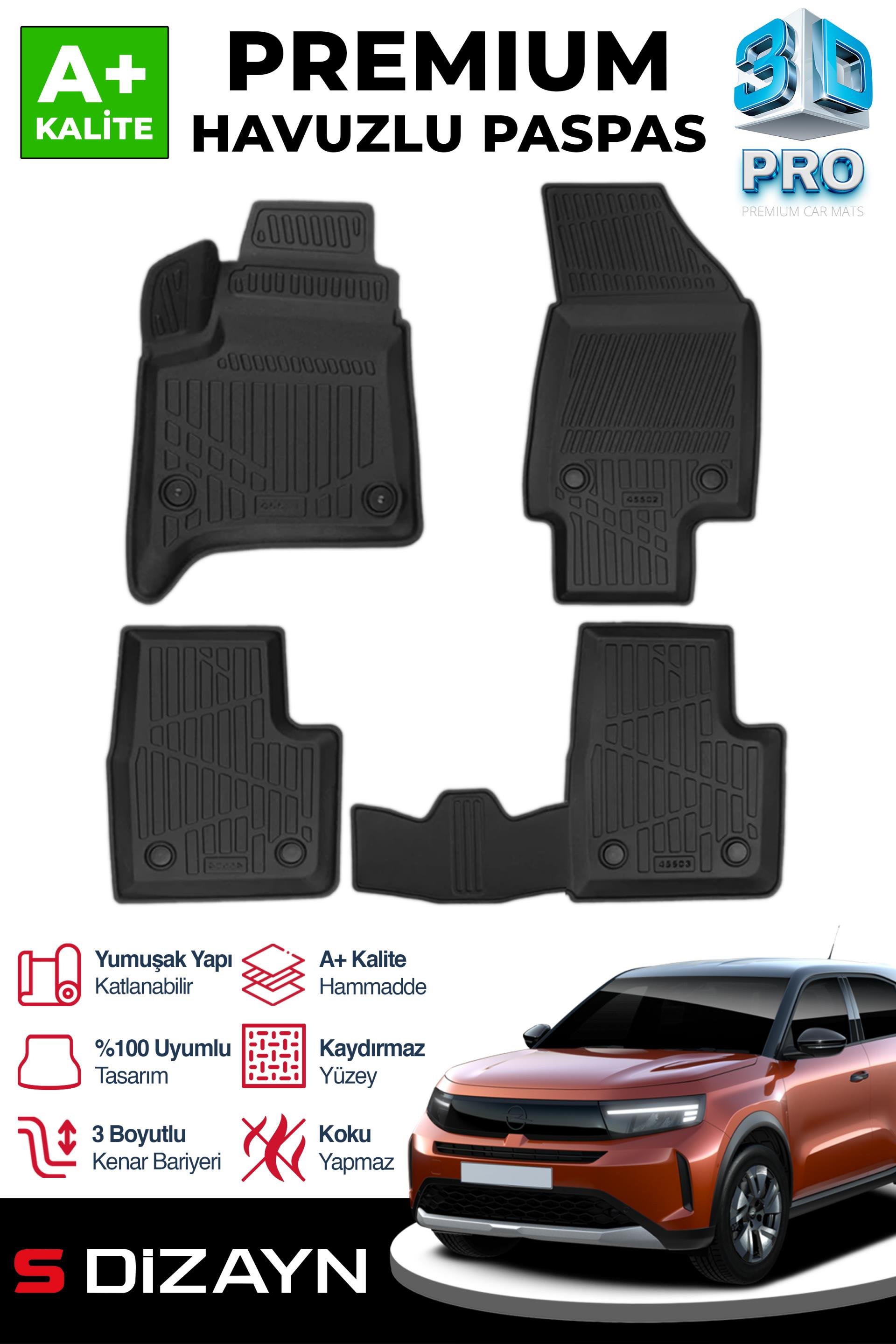 S-Dizayn Opel Frontera Benzinli 3D Pro Havuzlu Paspas 2025 Üzeri A+ Kalite