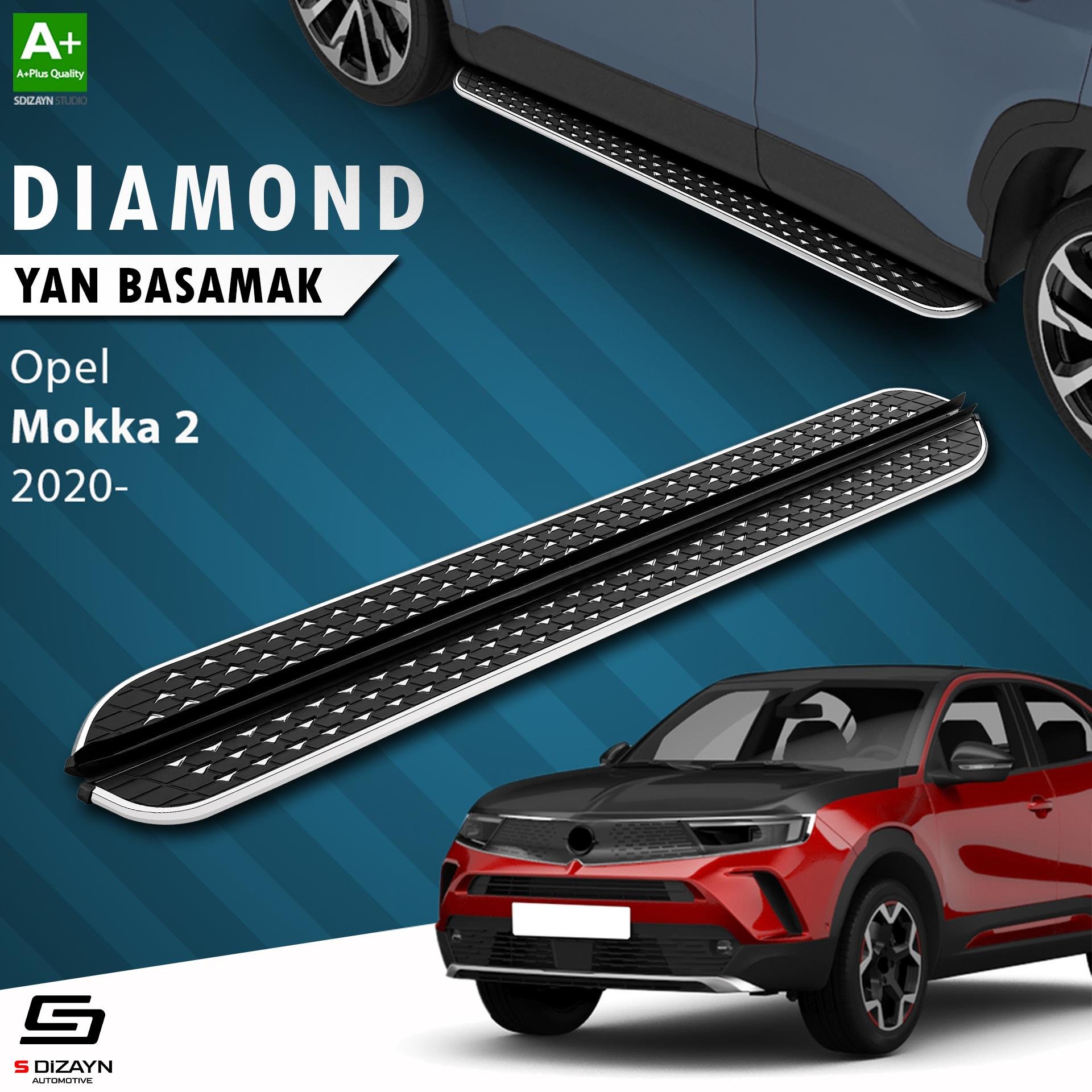 S-Dizayn Opel Mokka 2 Diamond Krom Yan Basamak 173 Cm 2020 Üzeri A+ Kalite