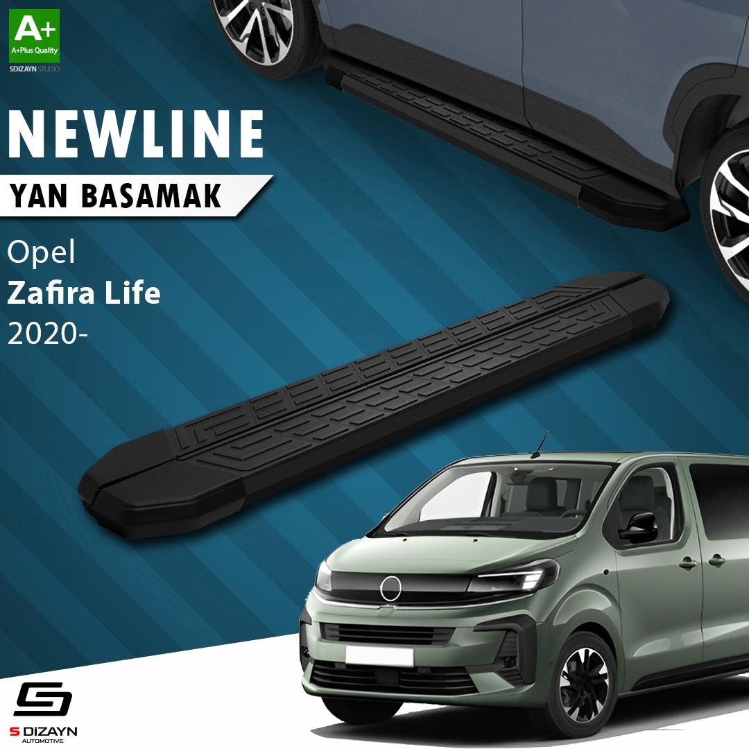 S-Dizayn Opel Zafira Life Kısa Şase NewLine Siyah Yan Basamak 213 Cm 2020 Üzeri A+ Kalite