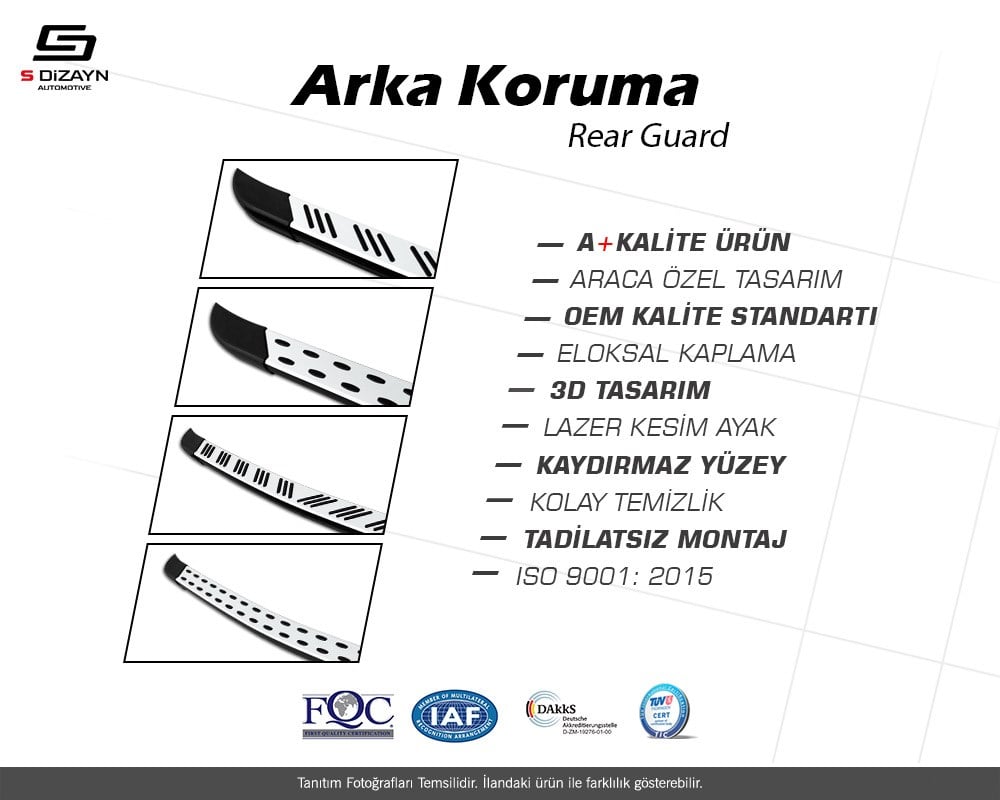 S-Dizayn Opel Zafira Life TrimLine Gri Arka Koruma 2020 Üzeri