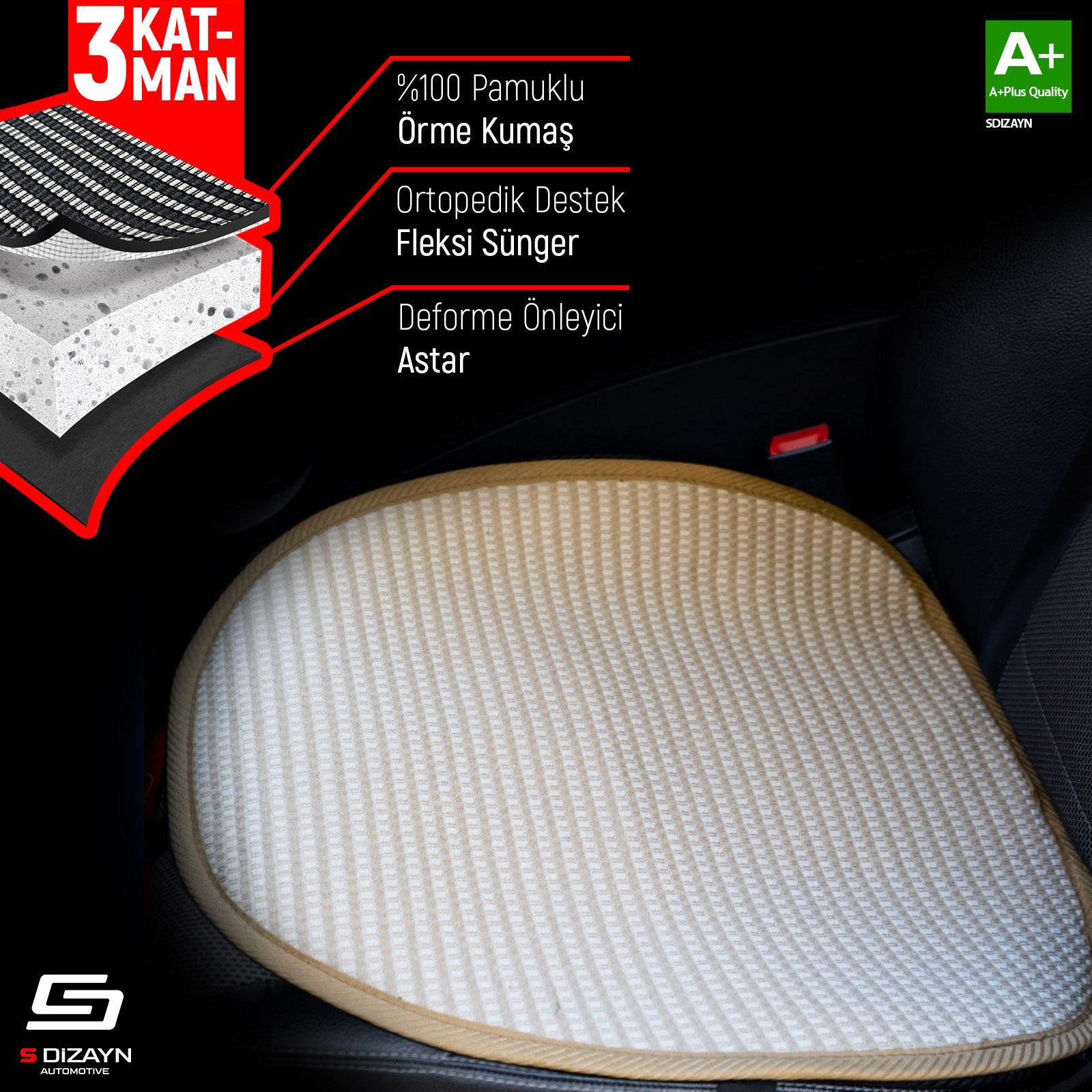 S-Dizayn Oto Koltuk Koruyucu Alt Minder Krem Universal 2+1 Parça Ön Arka A+ Kalite