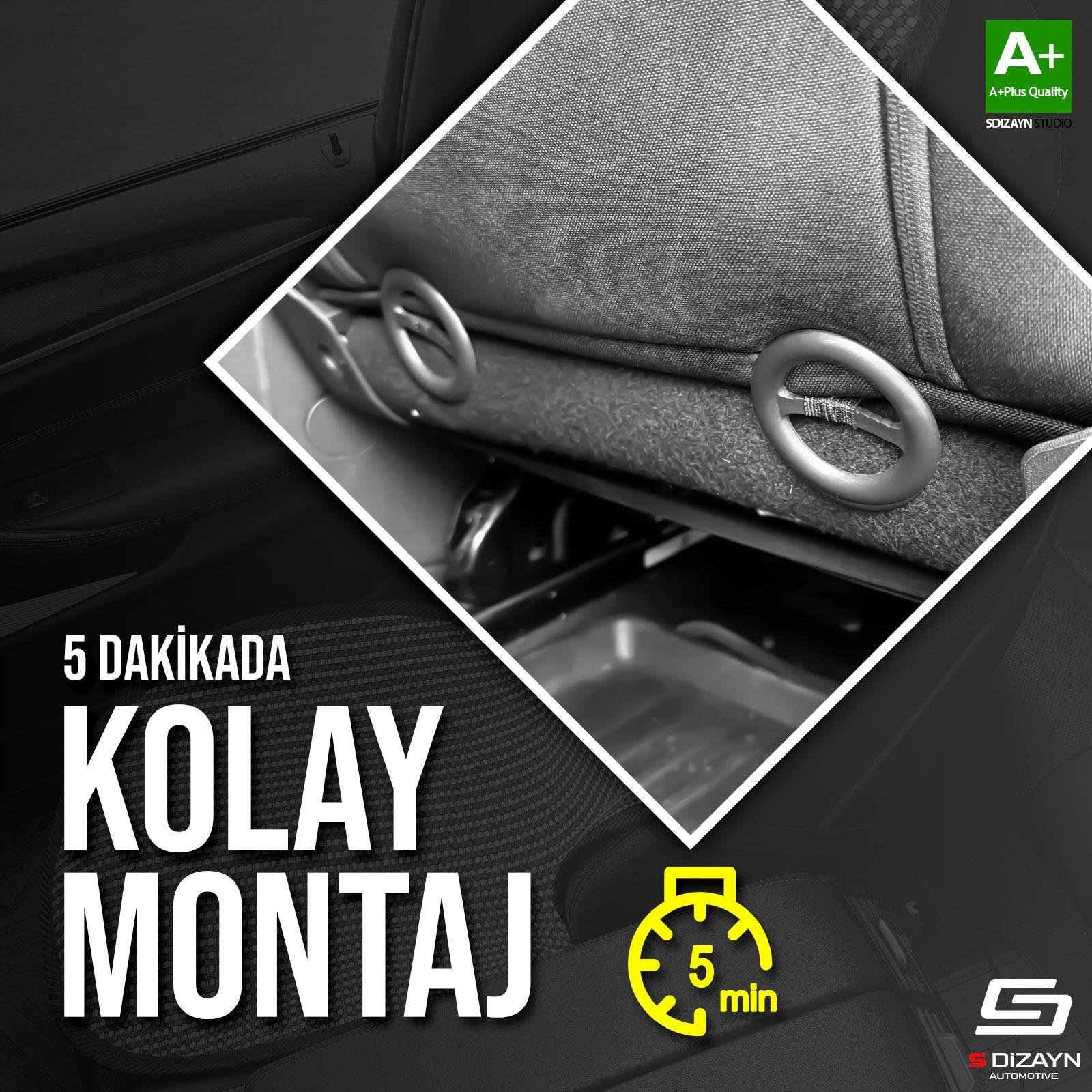 S-Dizayn Oto Koltuk Koruyucu Alt Minder Krem Universal 2+1 Parça Ön Arka A+ Kalite