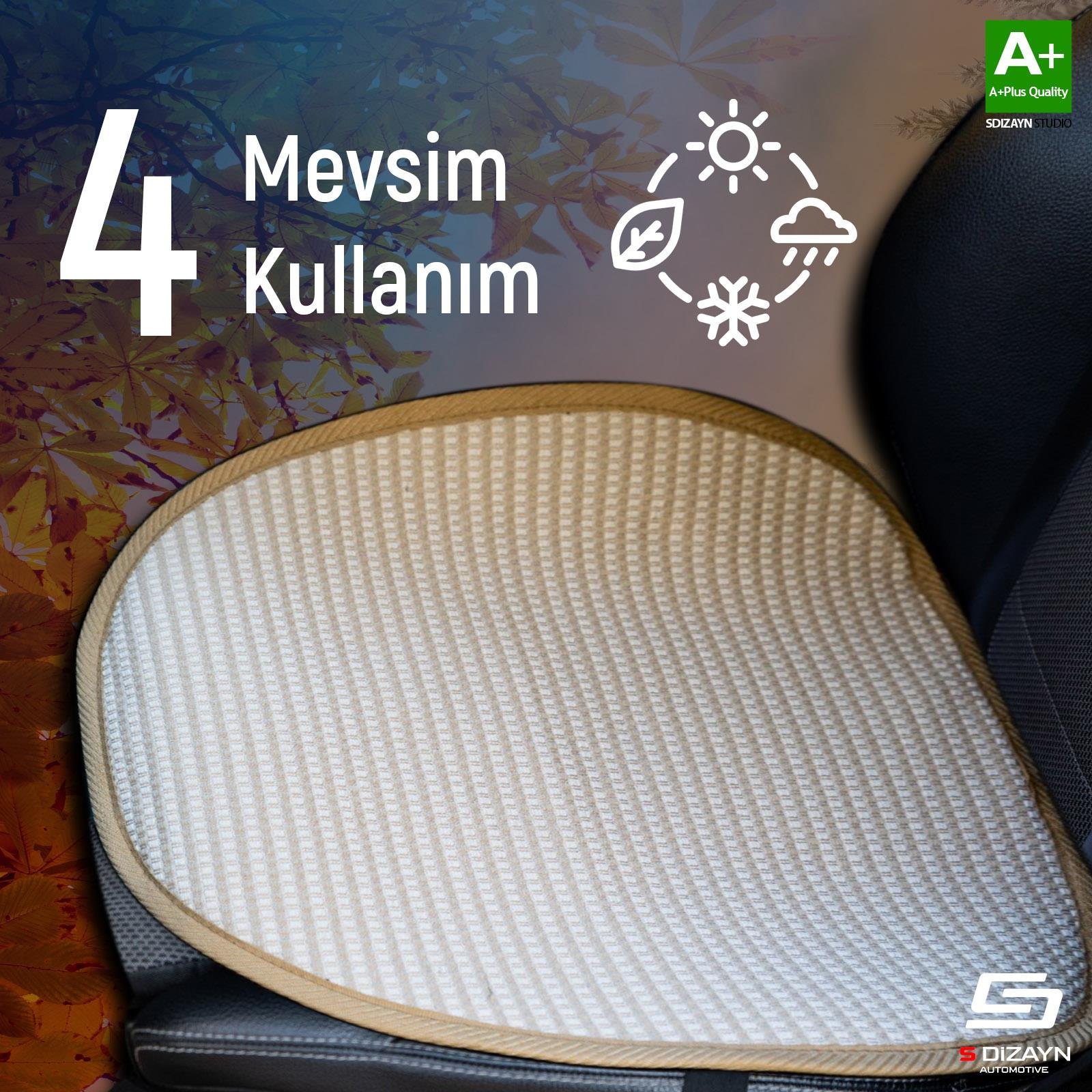 S-Dizayn Oto Koltuk Koruyucu Alt Minder Krem Universal 2+1 Parça Ön Arka A+ Kalite