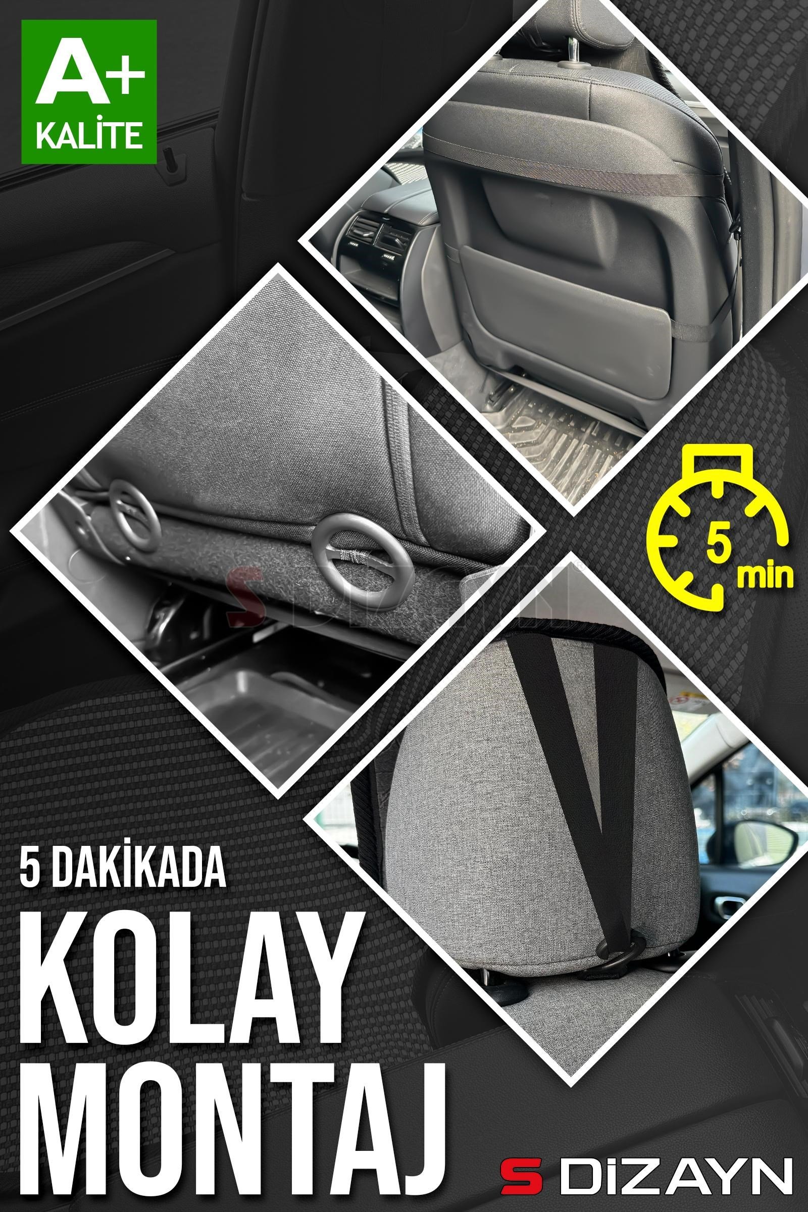 S-Dizayn Oto Koltuk Koruyucu Kılıf Set Siyah Universal 2+3 Parça Ön Arka