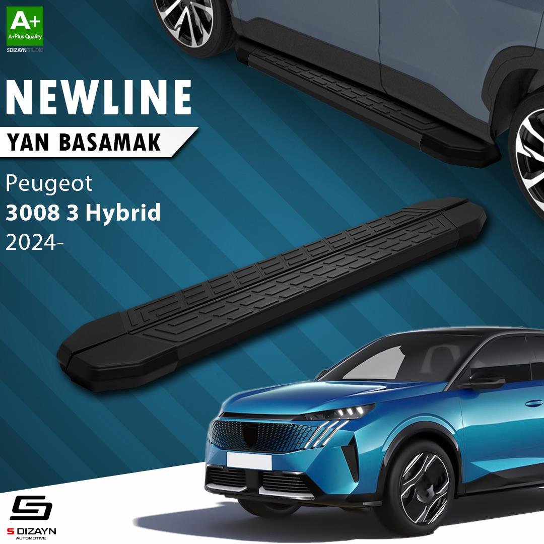 S-Dizayn Peugeot 3008 3 Hybrid NewLine Siyah Yan Basamak 183 Cm 2024 Üzeri A+ Kalite