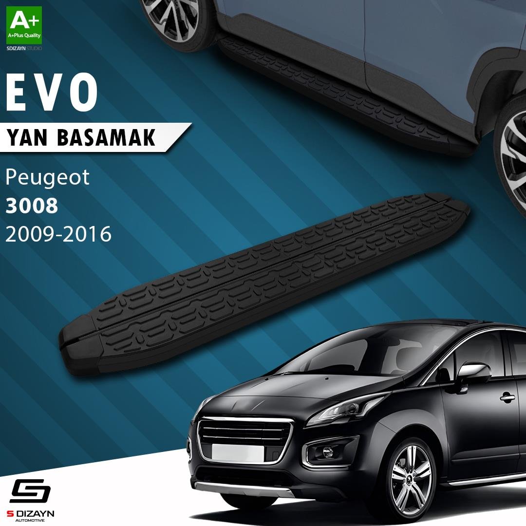 S-Dizayn Peugeot 3008 Evo Siyah Yan Basamak 183 Cm 2009-2016 A+ Kalite