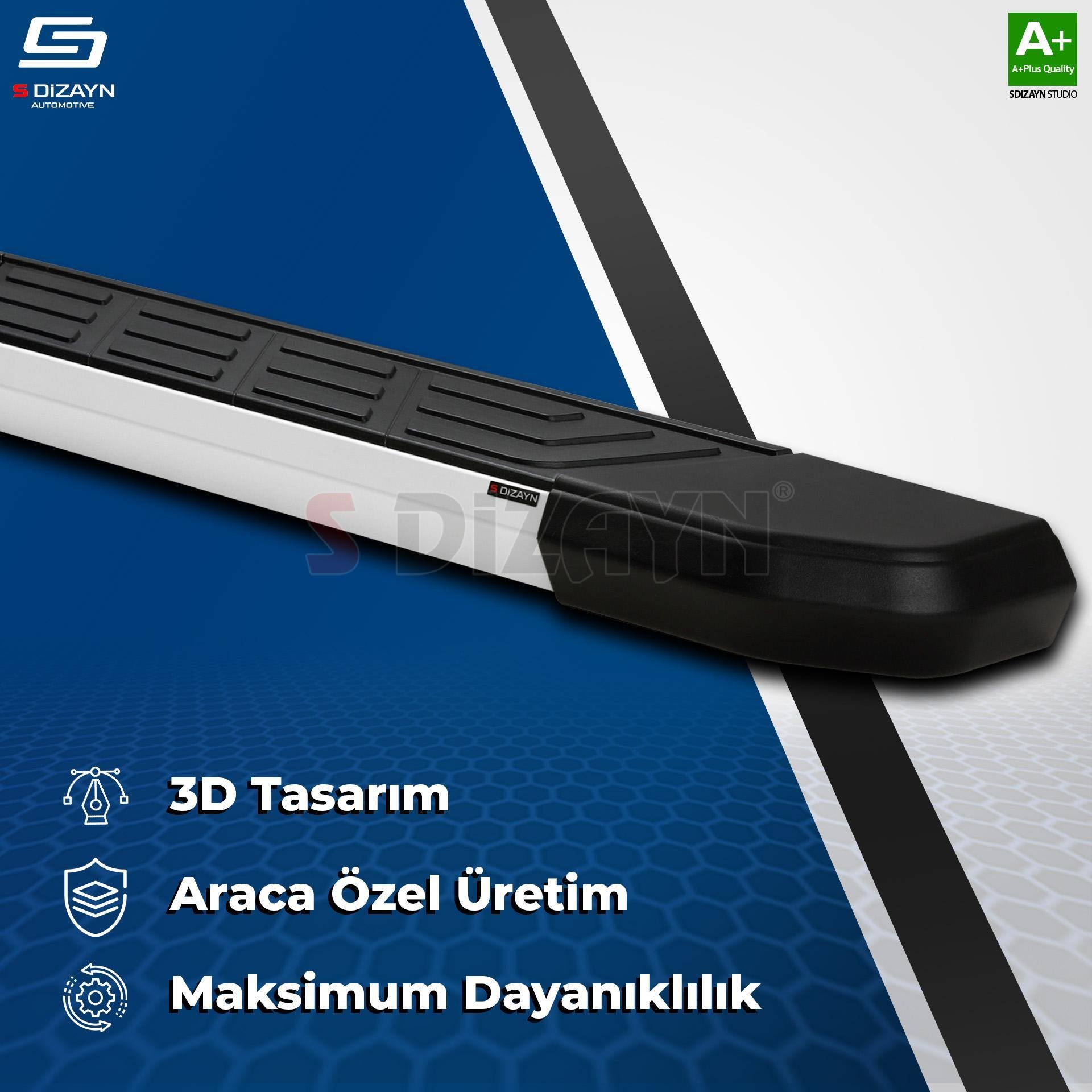 S-Dizayn Peugeot Partner 3 Uzun Şase NewLine Aluminyum Yan Basamak 213 Cm 2018 Üzeri A+ Kalite