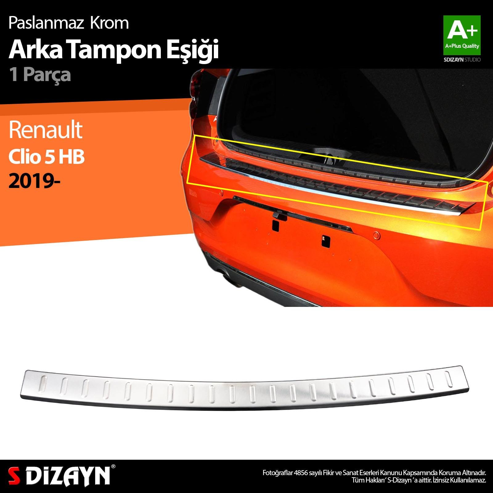 S-Dizayn Renault Clio 5 Krom Arka Tampon Eşiği 2019 Üzeri