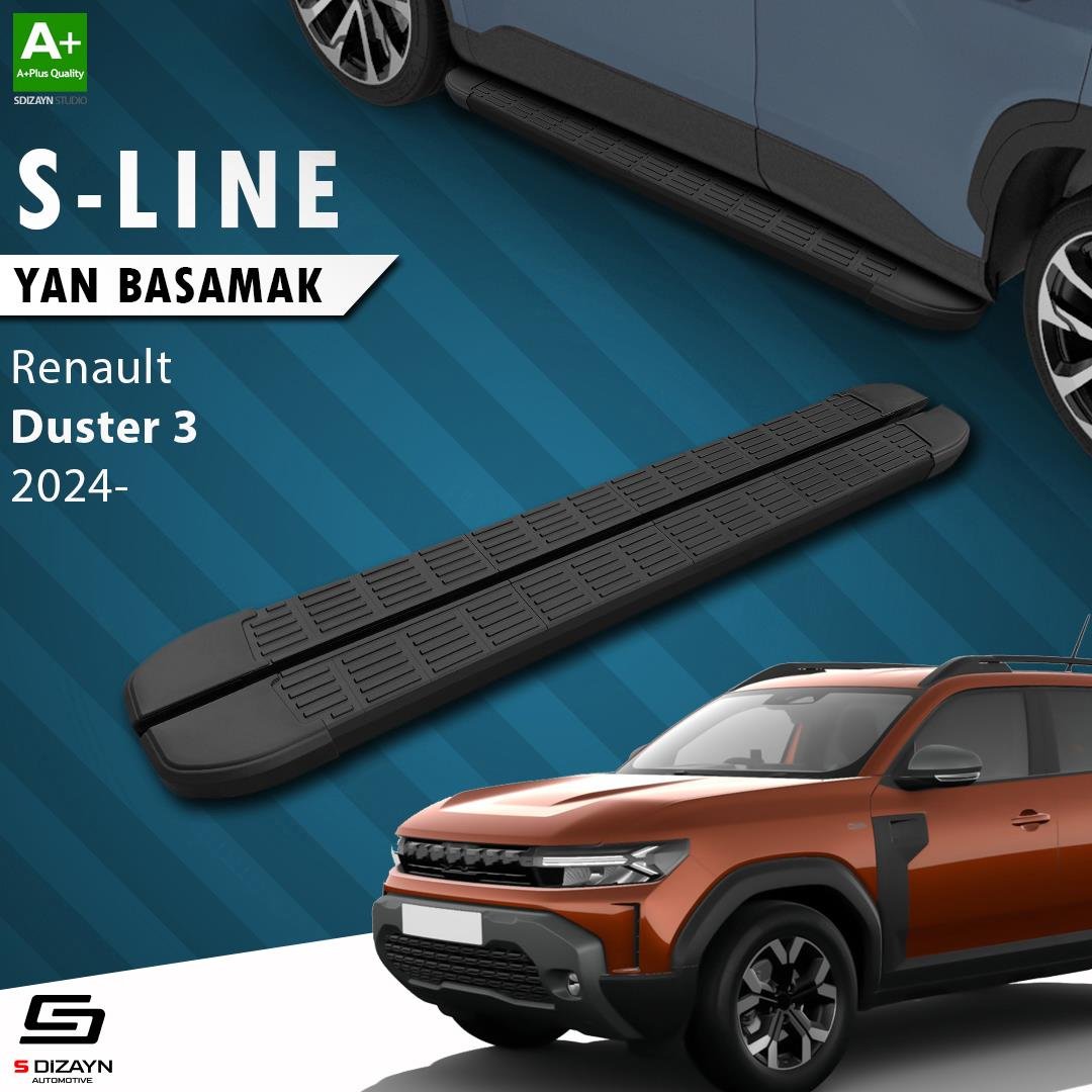 S-Dizayn Renault Duster 3 S-Line Siyah Yan Basamak 183 Cm 2024 Üzeri A+ Kalite