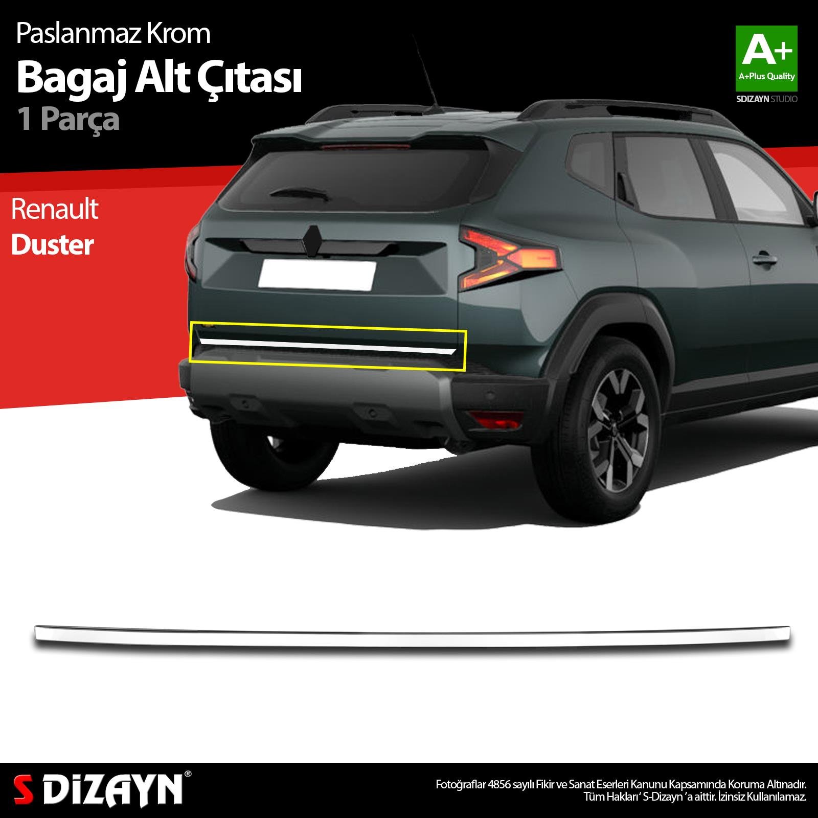 S-Dizayn Renault Duster Krom Bagaj Alt Çıtası 2024 Üzeri A+ Kalite