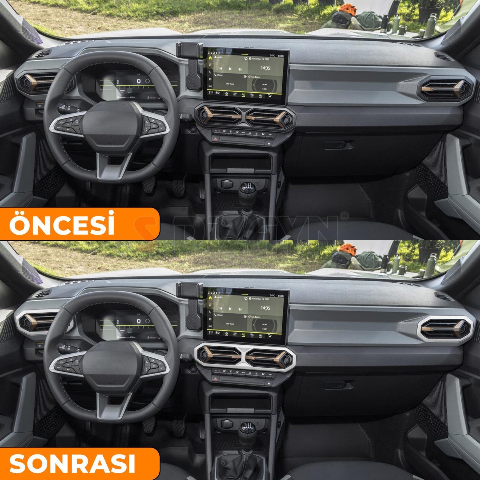 S-Dizayn Renault Duster Krom Havalandırma Çerçevesi 3 Prç. 2024 Üzeri (Parlak Krom) A+ Kalite