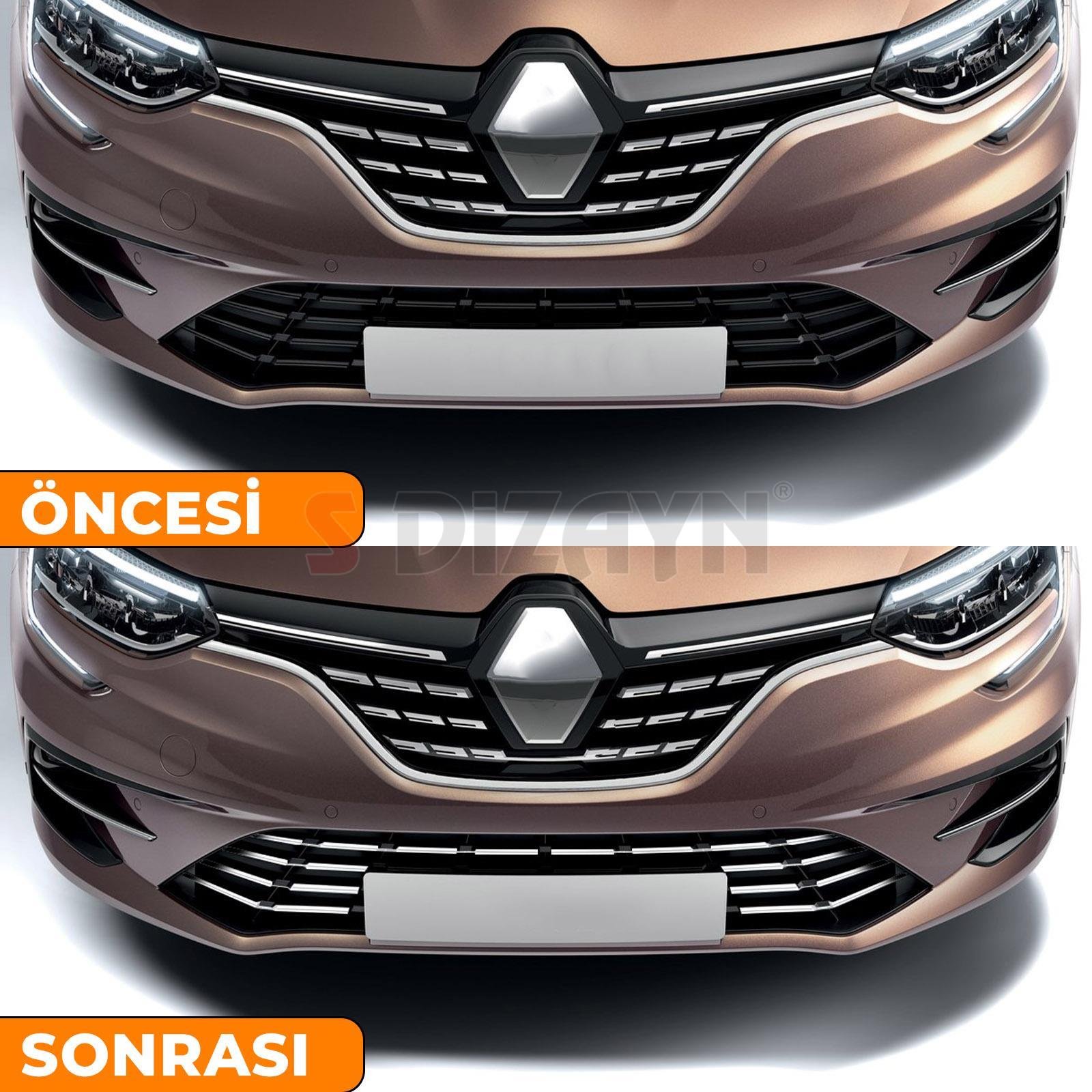 S-Dizayn Renault Megane 4 Krom Ön Tampon Çıtası 8 Prç. 2020 Üzeri