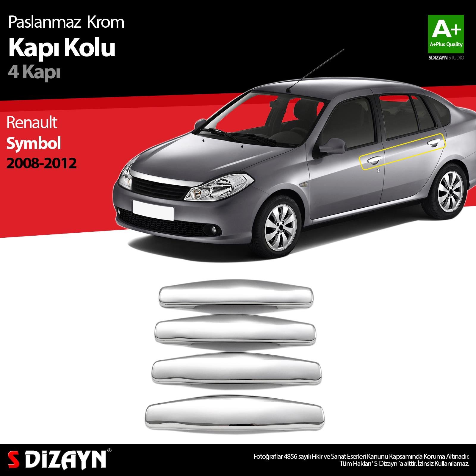 S-Dizayn Renault Symbol 2 Krom Kapı Kolu 4 Kapı 2008-2012