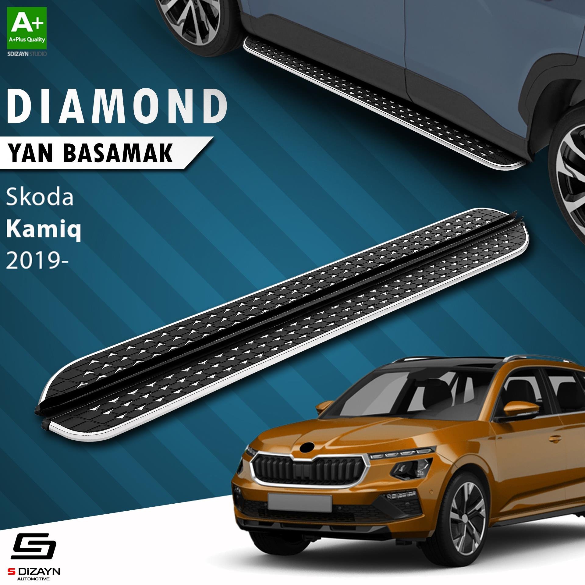 S-Dizayn Skoda Kamiq Diamond Krom Yan Basamak 183 Cm 2019 Üzeri A+ Kalite