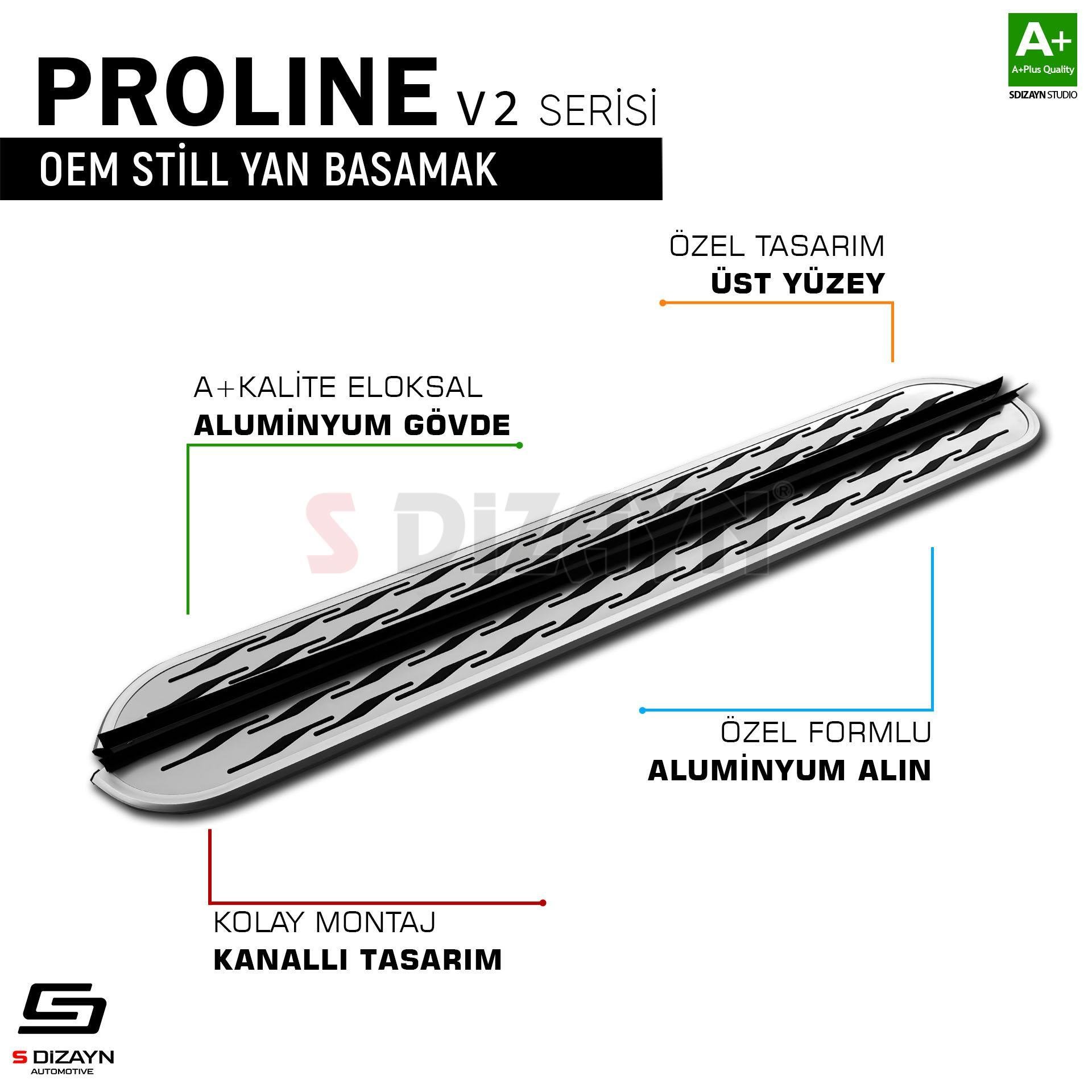 S-Dizayn Ssangyong Korando OEM Still Pro V2 Aluminyum Yan Basamak 183 Cm 2019 Üzeri A+ Kalite