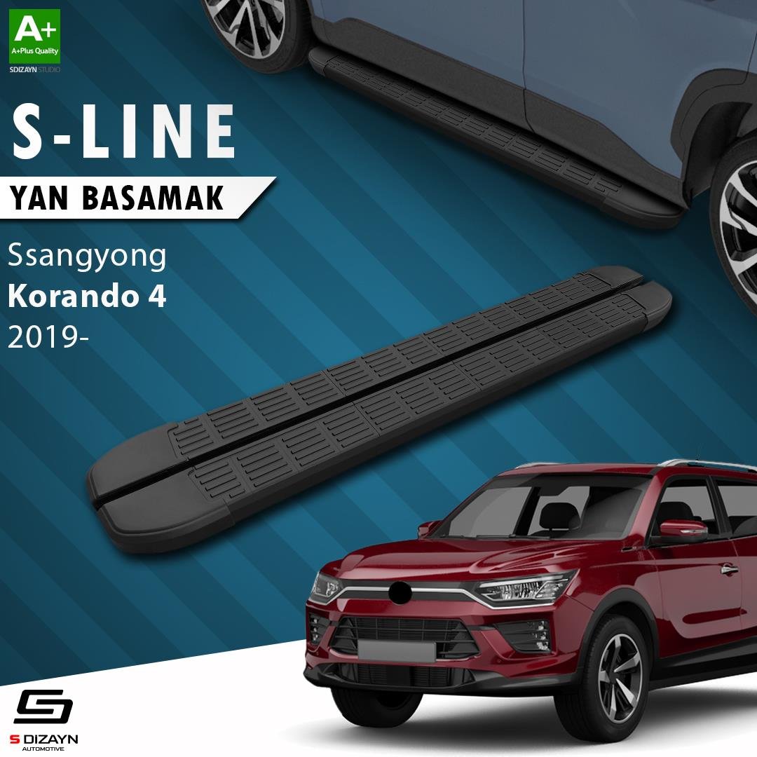 S-Dizayn Ssangyong Korando S-Line Siyah Yan Basamak 183 Cm 2019 Üzeri A+ Kalite