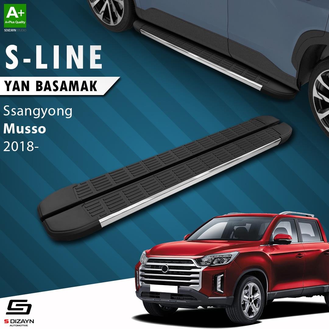 S-Dizayn Ssangyong Musso S-Line Krom Yan Basamak 203 Cm 2018 Üzeri A+ Kalite