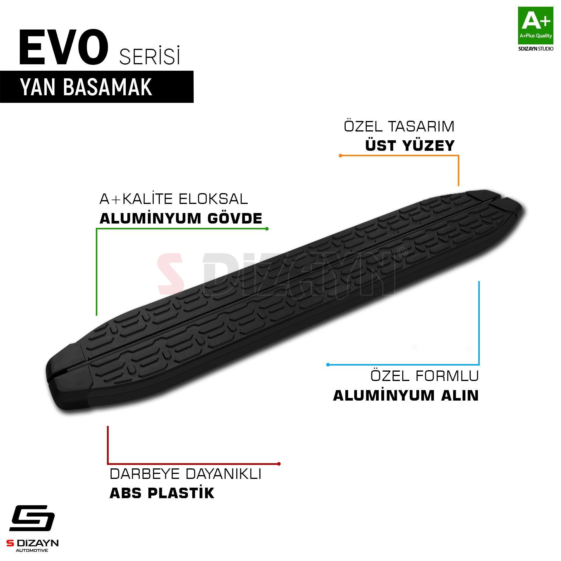 S-Dizayn Ssangyong Torres Evo Siyah Yan Basamak 183 Cm 2023 Üzeri A+ Kalite