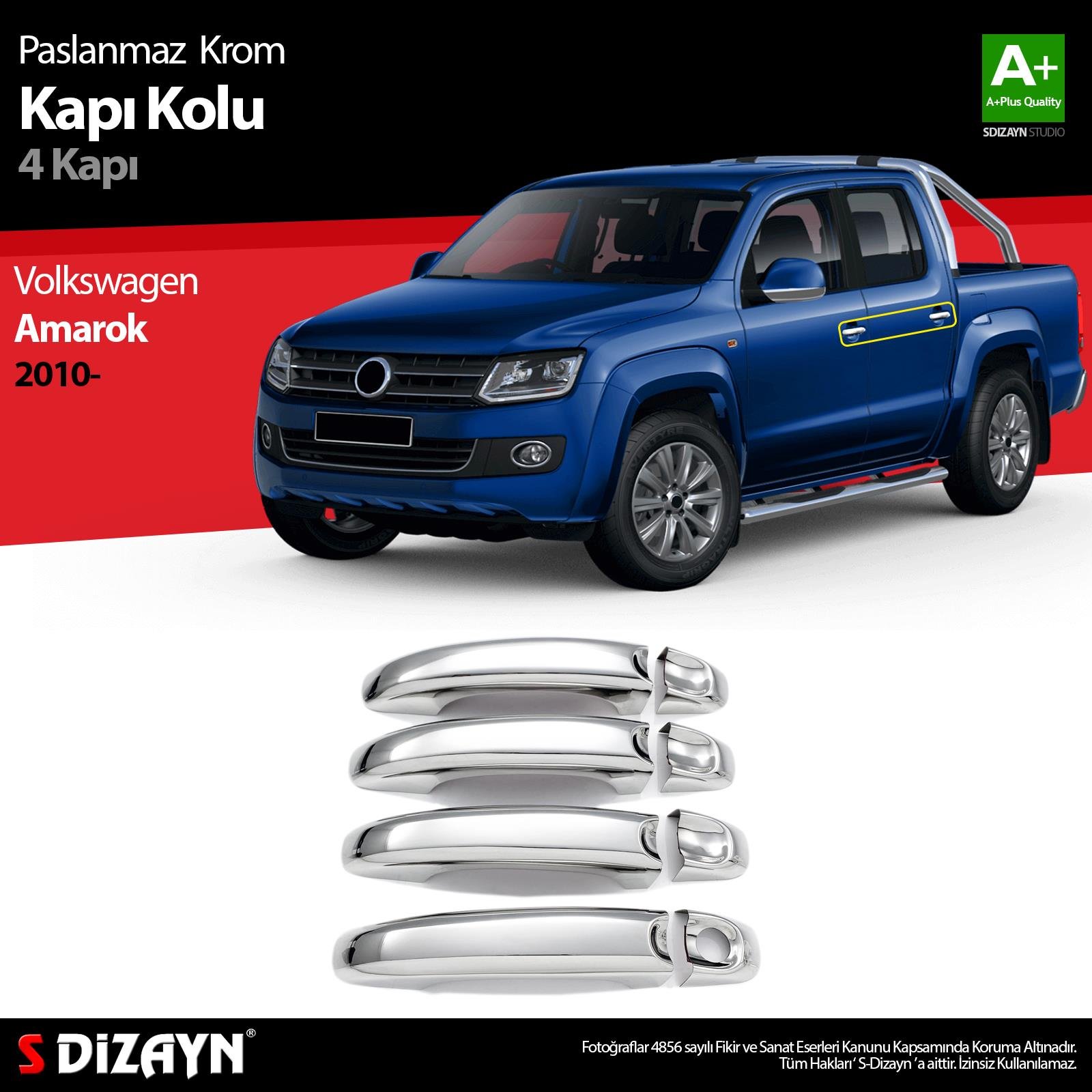 S-Dizayn VW Amarok Krom Kapı Kolu 4 Kapı 2010-2023
