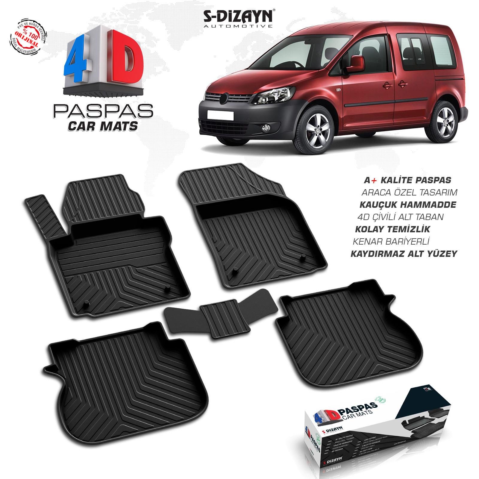 S-Dizayn VW Caddy 4D Havuzlu Paspas 2004-2019